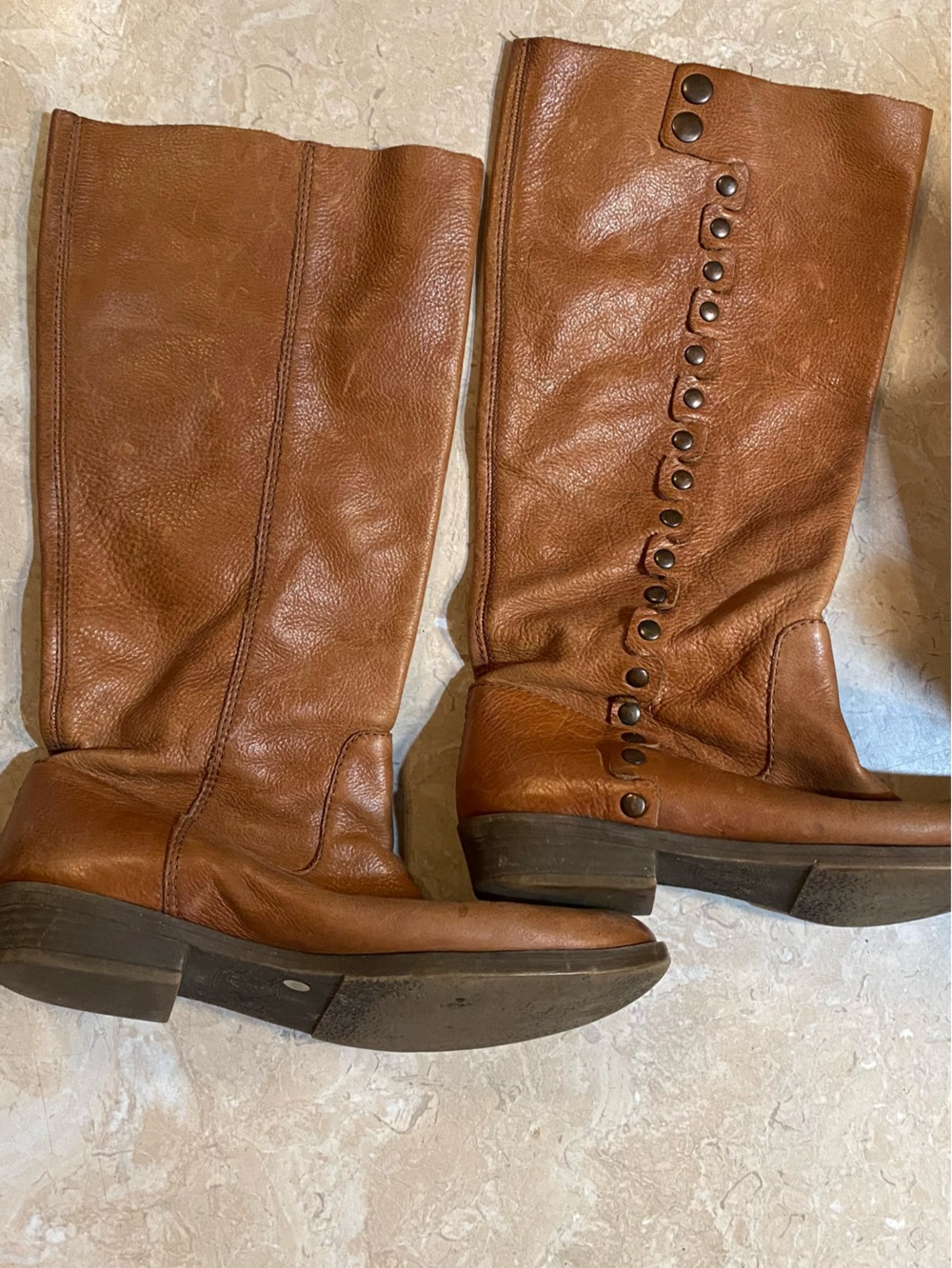 Nine West Brown Leather Knee-High Riding Boots